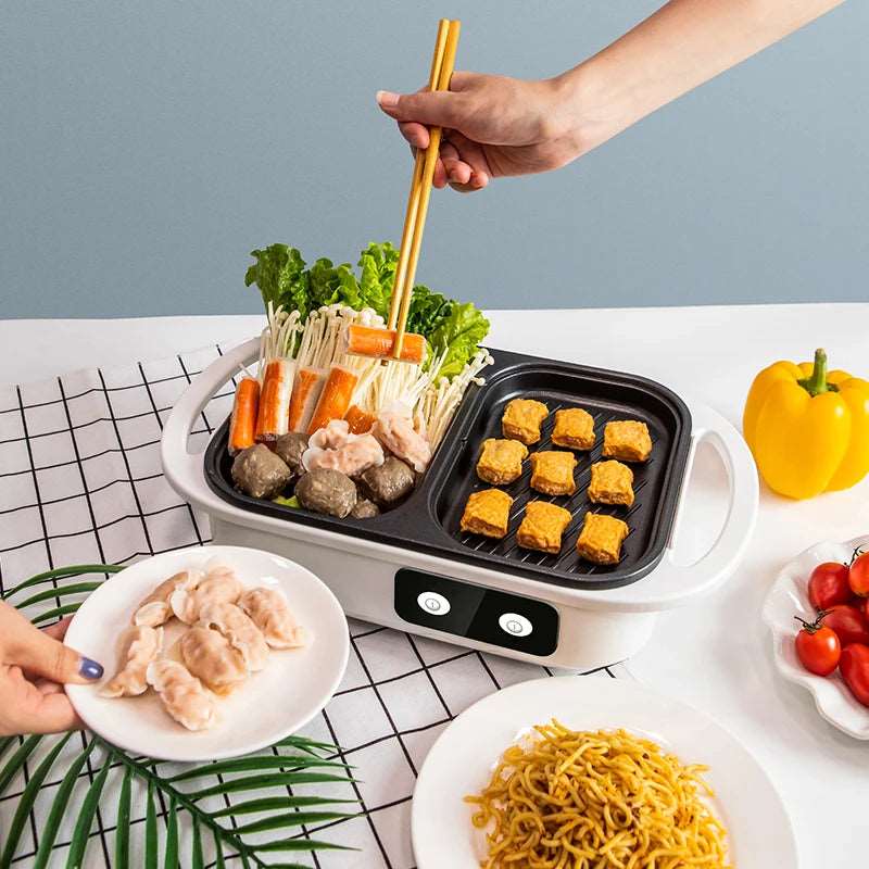 2 in 1 Non-Stick Multi Cookers BBQ Pot with Grill, Steaks, Ramen& Noodles,electric cooking pot - The Trend