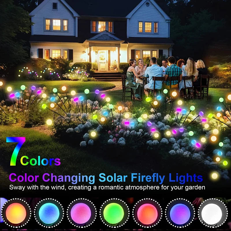 1/4/8/12Pack Outdoor LED Solar Lights Waterproof Starburst Firefly Lights Lawn Garden Lamp for Path Landscape Decorative Lights