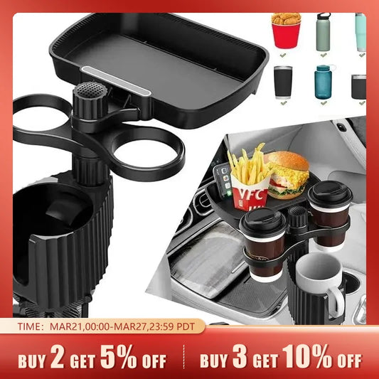 Car Cup Holder Expander Tray with Detachable Car Cup