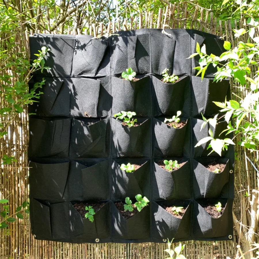 24 Size Pockets Green Plant Growing Bag Planter Vertical Garden Vegetable Living Garden Bag Planter Growing Bags Flowers Supply