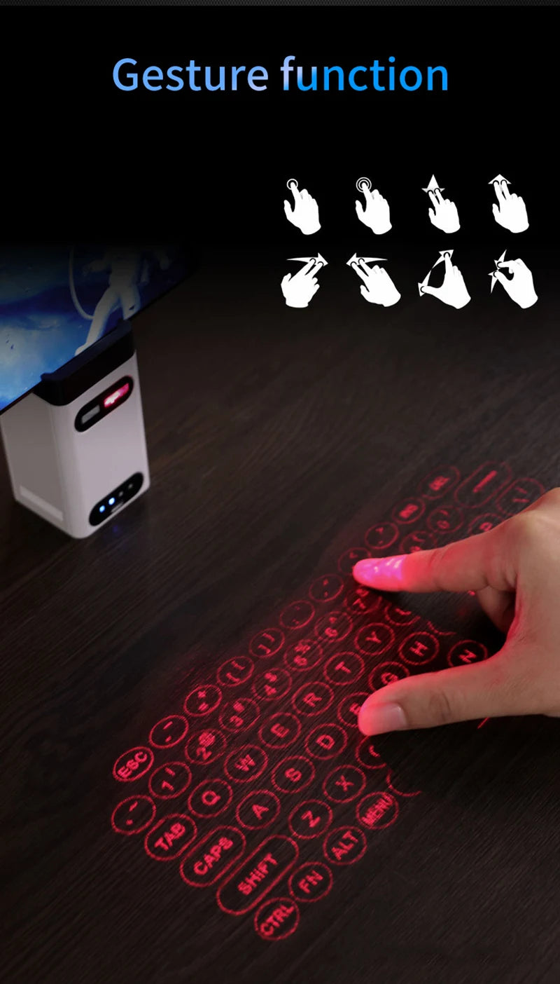 Mini Virtual Laser Keyboard Wireless Projection Touch Keyboard For Computer Phone Laptop With Mouse Function