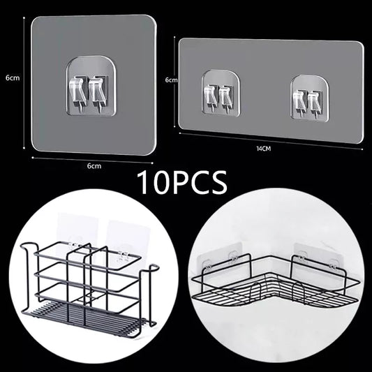 10PCS Transparent Hanging Shelf Hooks Wall Storage Rack for Kitchen Bathroom Gadgets - The Trend