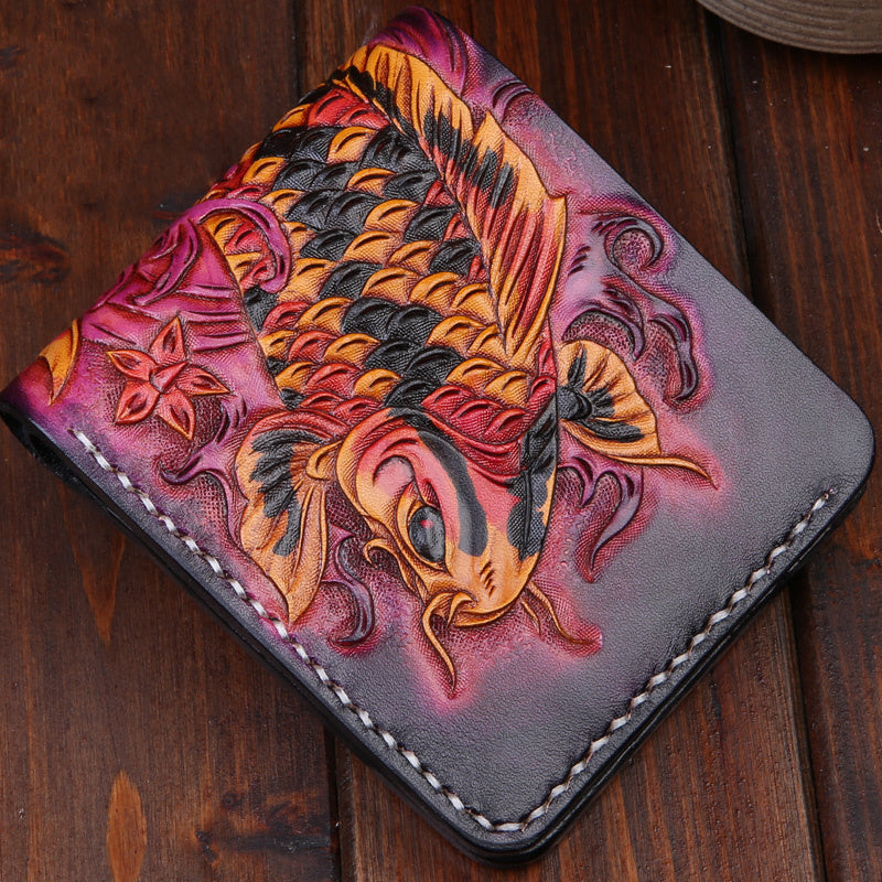 Fashion Men's Leather Carving Manual Wallet