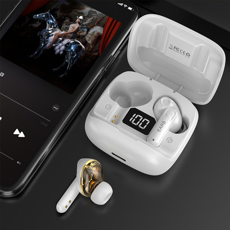 New Mini Transparent Wireless Bluetooth Headset Digital Display ENC Noise Reduction True Wireless Sports Music - The Trend