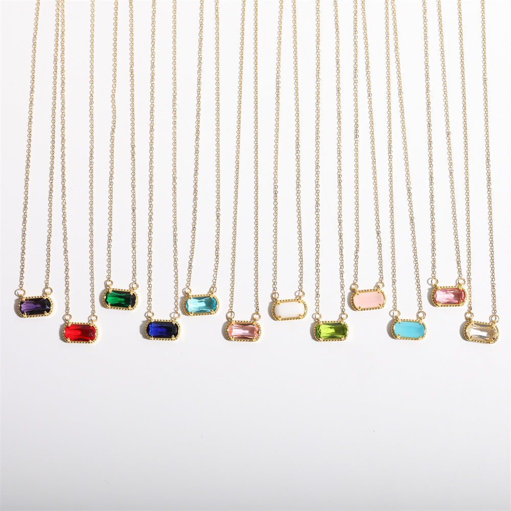 Twelve Birthstone Color Zircon Necklace
