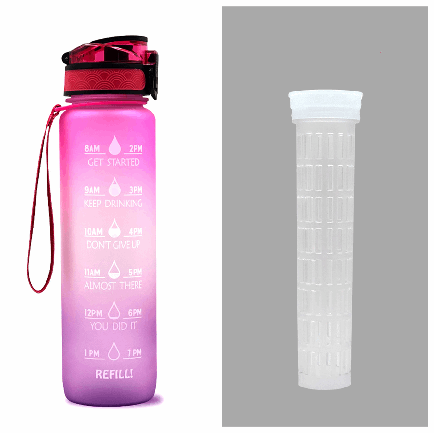 1L Tritan Water Bottle With Time Marker Bounce Cover Motivational Water Bottle Cycling Leakproof Cup For Sports Fitness Bottles - The Trend