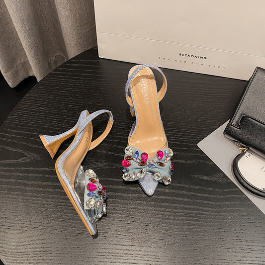 Women's Fashion Pointed Toe Rhinestone Sandals