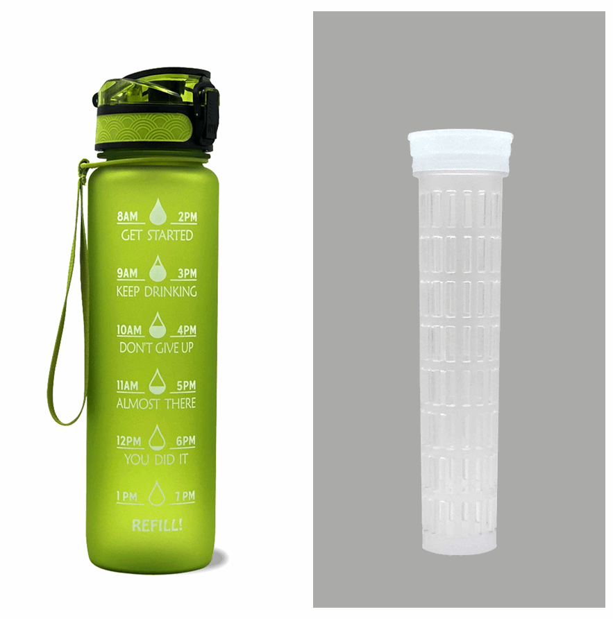 1L Tritan Water Bottle With Time Marker Bounce Cover Motivational Water Bottle Cycling Leakproof Cup For Sports Fitness Bottles - The Trend